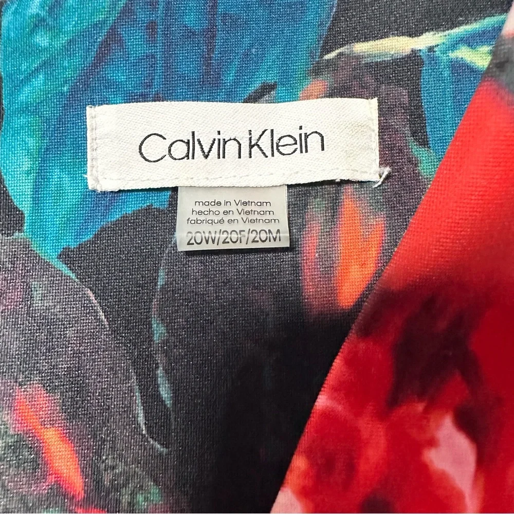 ck Calvin Klein Women's Floral Print Sleeveless Sheath Dress Plus Size 20W, EUC - Picture 4 of 10